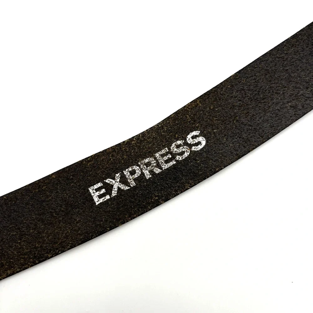 Vintage Y2K EXPRESS Black Genuine Leather Dress Belt M 31-36